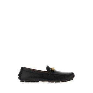 Versace Men Black Leather Drivers Loafers